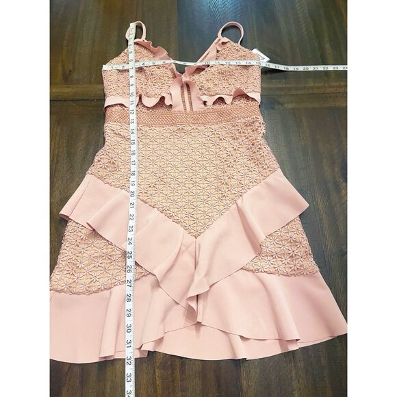 New Bardot Fae Dusty Pink Lace Ruffled Mini Dress Size 6 Whimsygoth Fairy Core - Picture 6 of 9